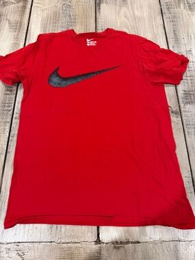 Nike Red Short-Sleeve Tee with Black Swoosh